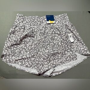 Gray and White Leopard Print Shorts